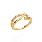 Zircon X-curve Open Rings For Women Stainless Steel Gold Plated Geometric Cross Ring Korean Fashion Jewelry Wedding Party Gifts