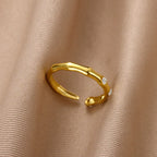 Green Cubic Zirconic Evil Eye Rings For Women Stainless Steel Gold Color Open Adjsutable Finger Ring Fashion Jewelry Gift