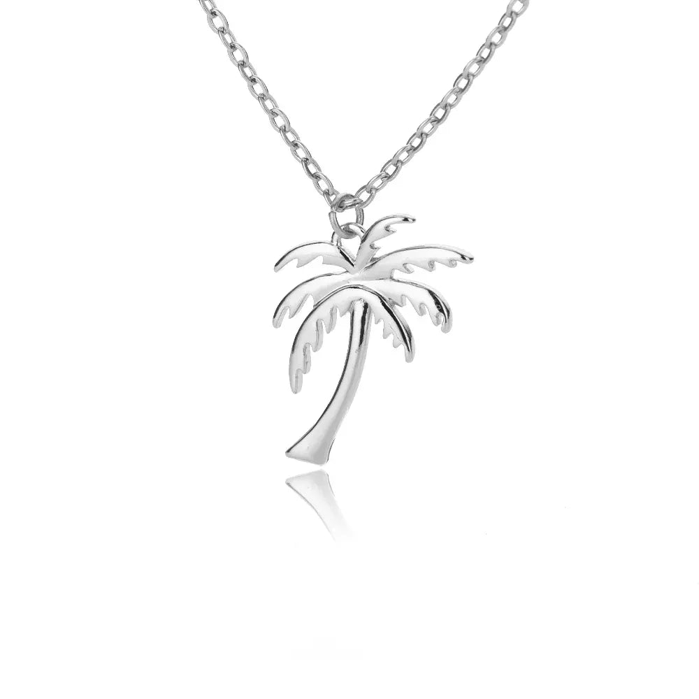 Coconut Palm Tree Necklace For Women Dainty Stainless Steel Gold Color Necklace Hawaiian Jewelry Summer Ocean Beach Accessories
