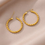 Vintage Round Twisted Earrings For Women Girls Stainless Steel Gold Color Hoop Earrings Punk Luxury Jewelry pendientes mujer