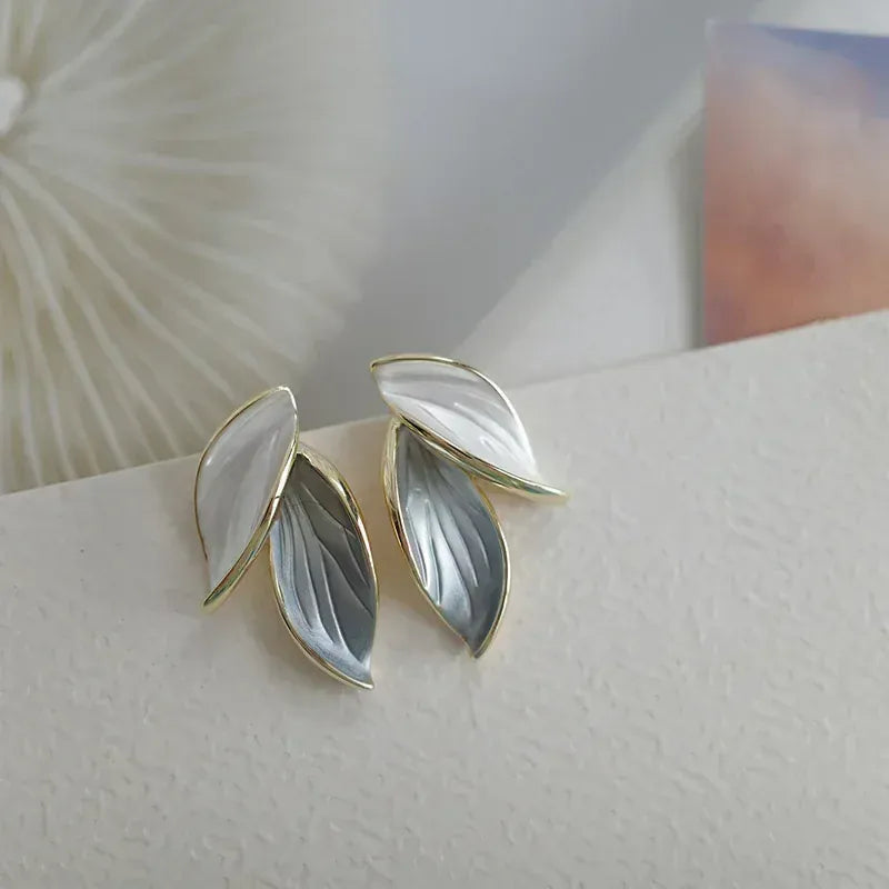 Blue Leaf Earrings