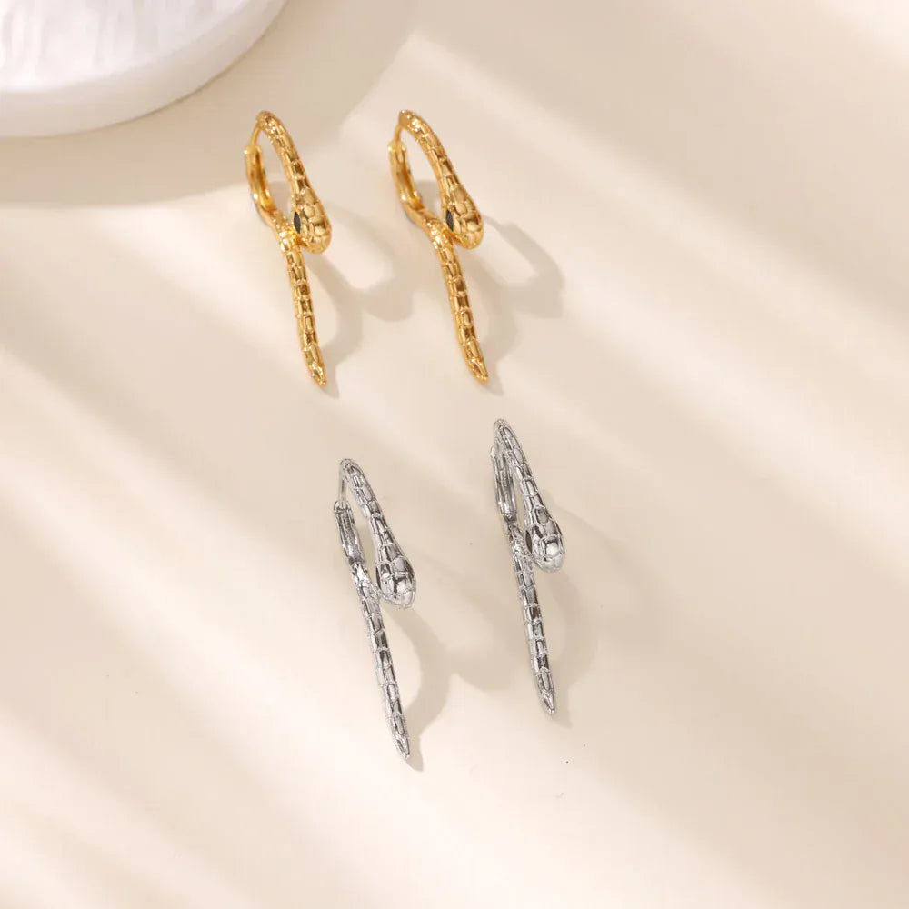 Gothic Snake Hoop Earrings For Women Gold Color Stainless Steel Snake Earrings Ear Y2k Halloween Jewelry Accessories Gift