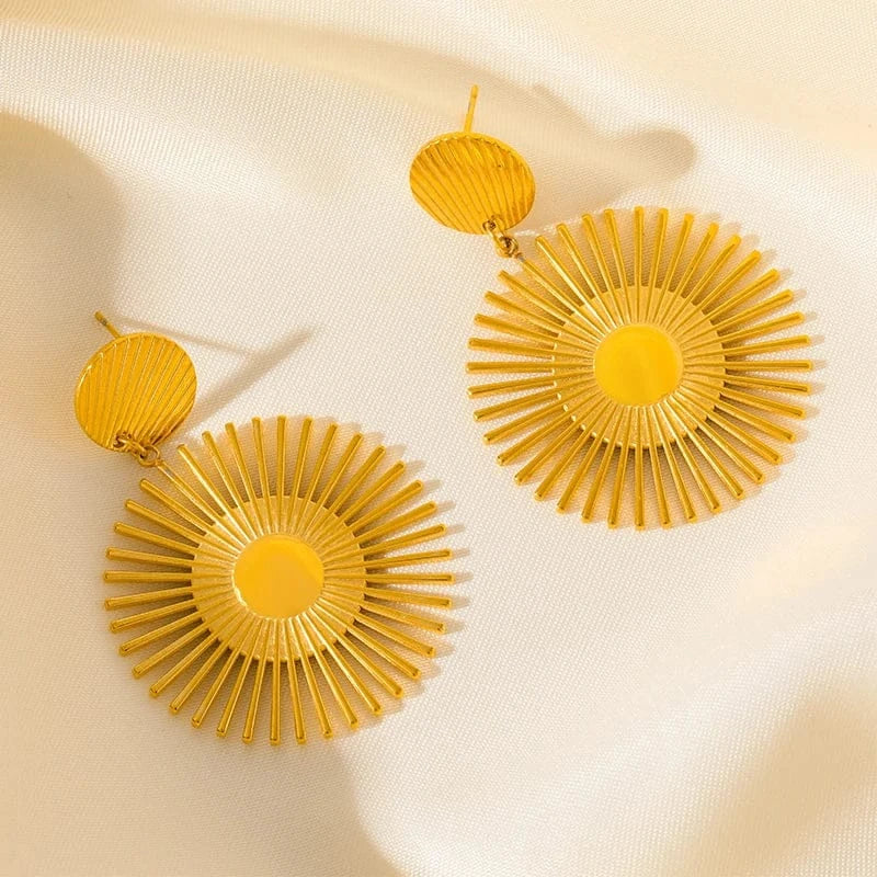 ashion Gold Sunflower Earrings – Stainless Steel Jewelry for Women