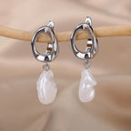 Elegant Handmade Pearl Drop Earrings For Women 2024 Stainless Steel U Shape Earrings Wedding Aesthetic Jewelry Mother Day Gift