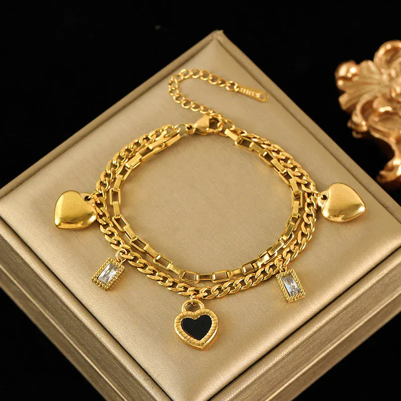 Liekoo Heart Charm Bracelet Gold Plated Elegant Stylish