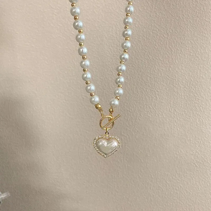 Heart Pearl Pendant Necklace