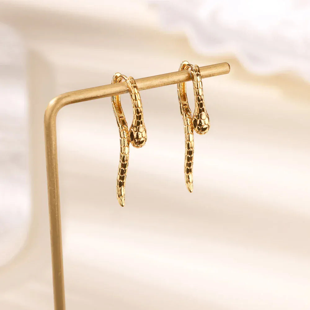 Gothic Snake Hoop Earrings For Women Gold Color Stainless Steel Snake Earrings Ear Y2k Halloween Jewelry Accessories Gift