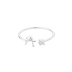 Mini Zircon A-Z Letter Initial Rings For Women Gold Color Adjustable Stainless Steel Ring Wedding Finger Jewelry Couple Gift