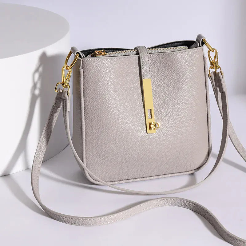 Liekoo Women's Genuine Leather Bucket Shoulder Bag