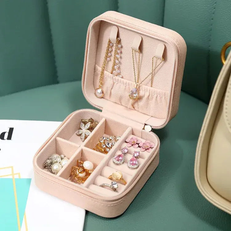 Portable Mini Leather Jewelry Storage Box