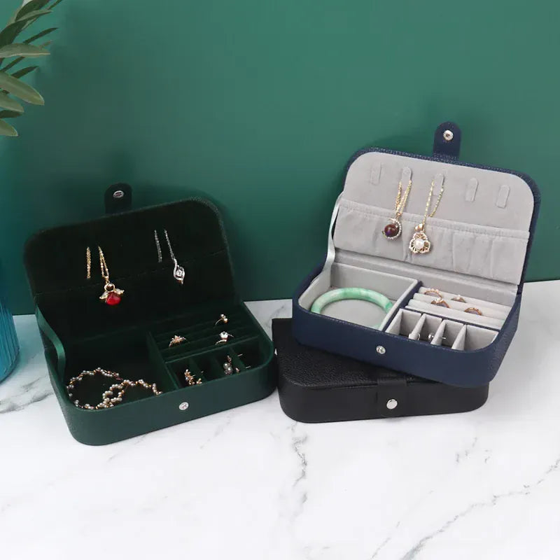 Portable Jewelry Box Leather Travel Organizer