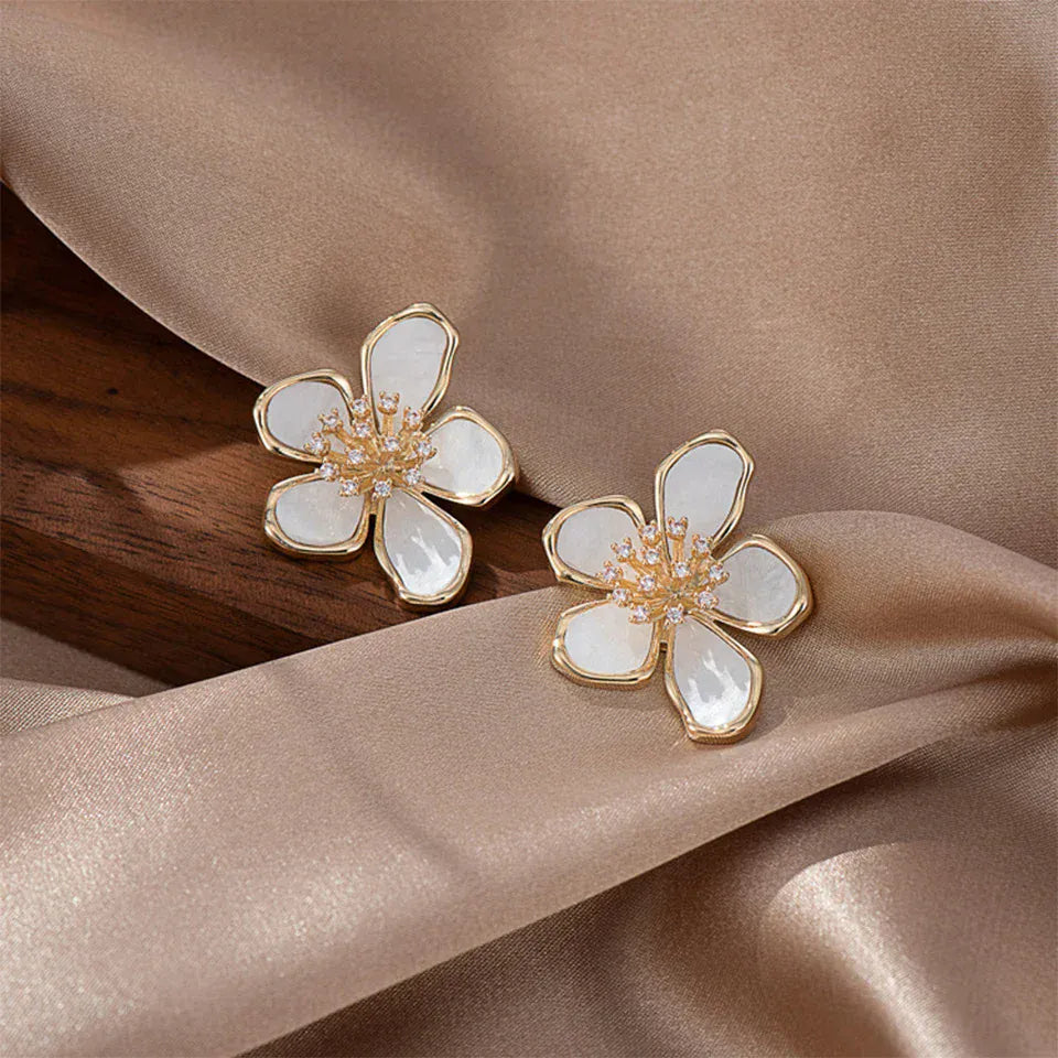 White Flower Earrings