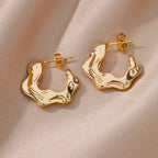 Irregular C Shaped Earrings for Women Gold Color Stainless Steel Earrings 2023 Trend New in Wedding Couple Jewelry Free Shipping