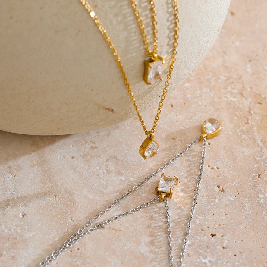 Collar de doble capa de circonitas