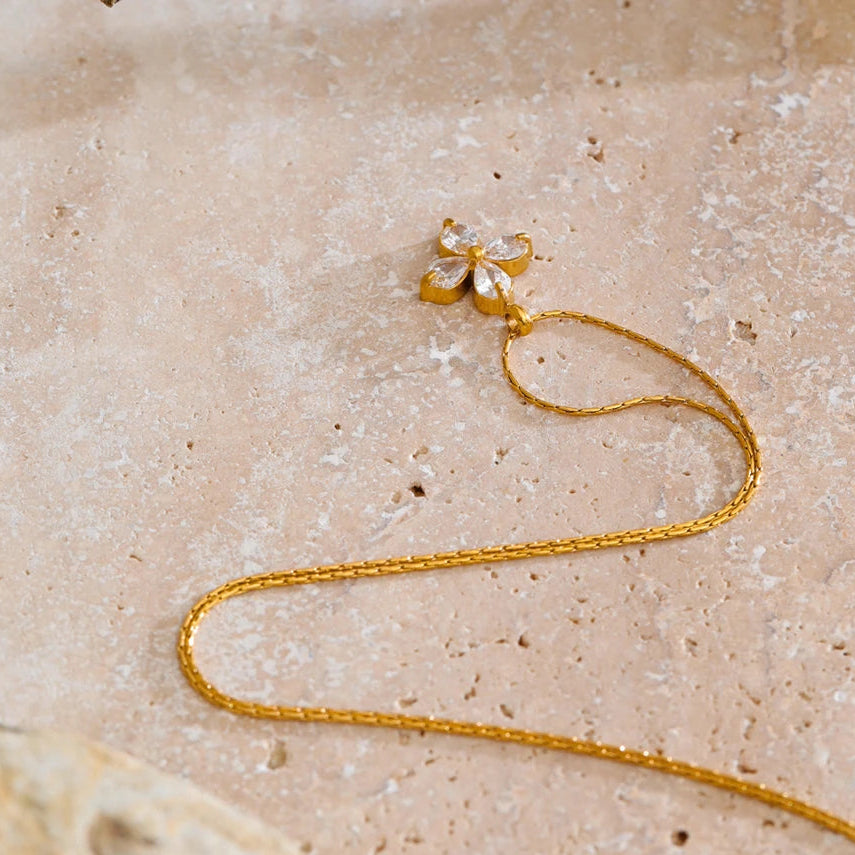 Cubic Zircon Flower Necklace