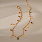 Retro Star & Moon Anklet