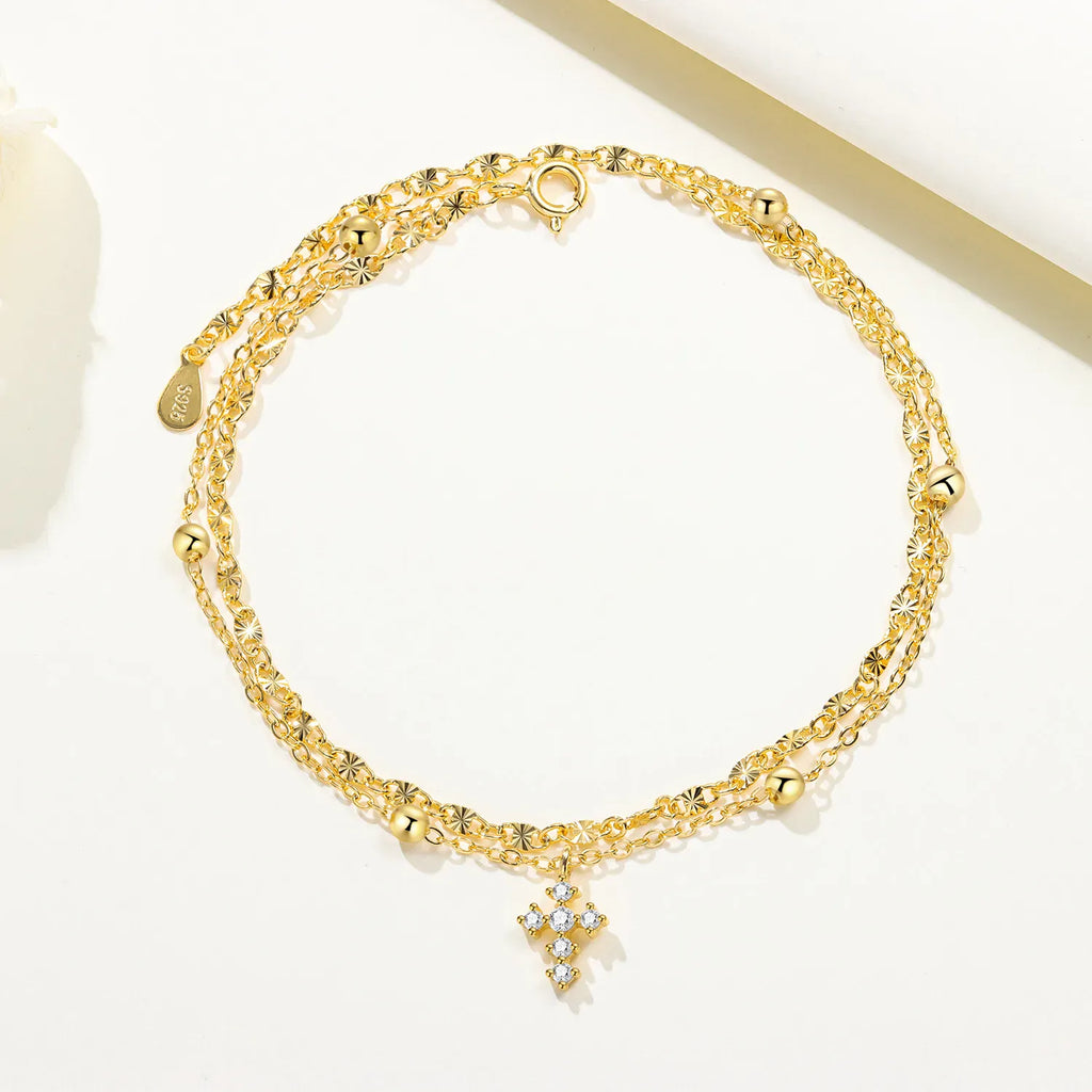 Double Layer Cross Anklet