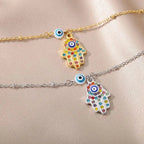 Zircon Fatima Hamsa Hand Evil Eye Anklets For Women Stainless Steel Adjustable Chain Anklet Bracelet SummerLeg Foot Jewelry Gift