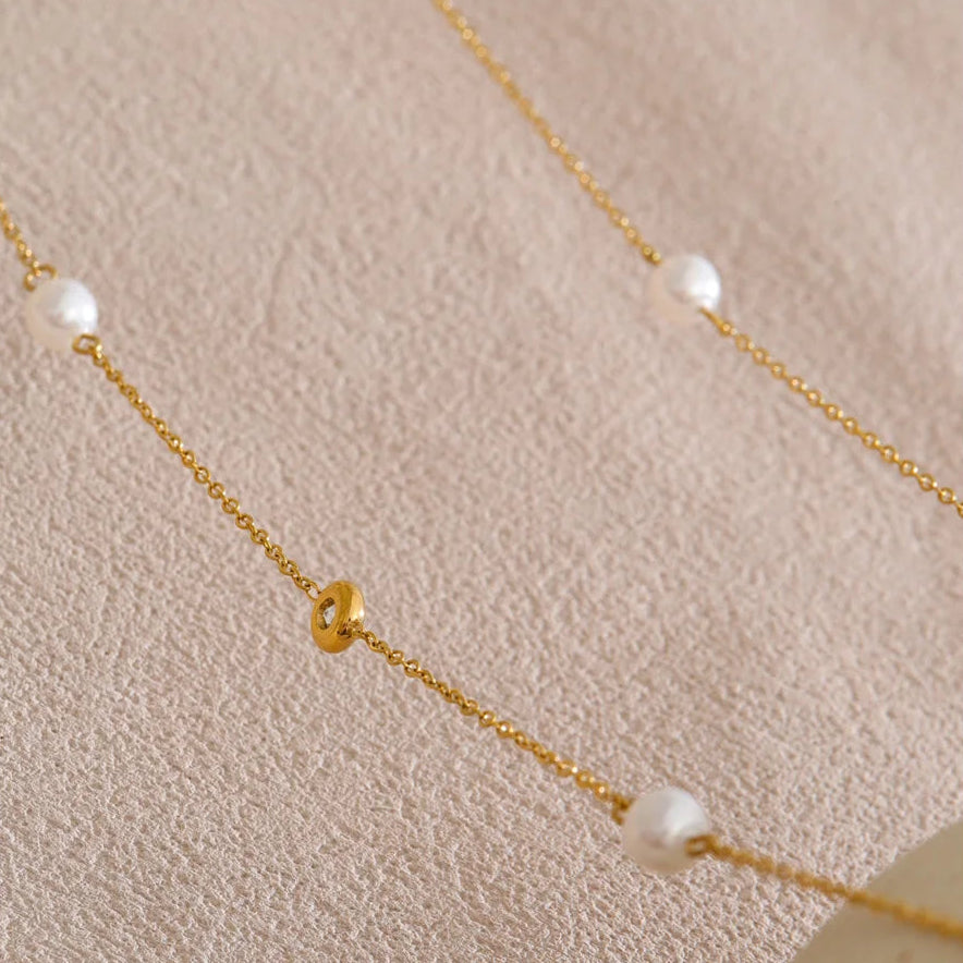 Pearl Zircon Layered Necklace