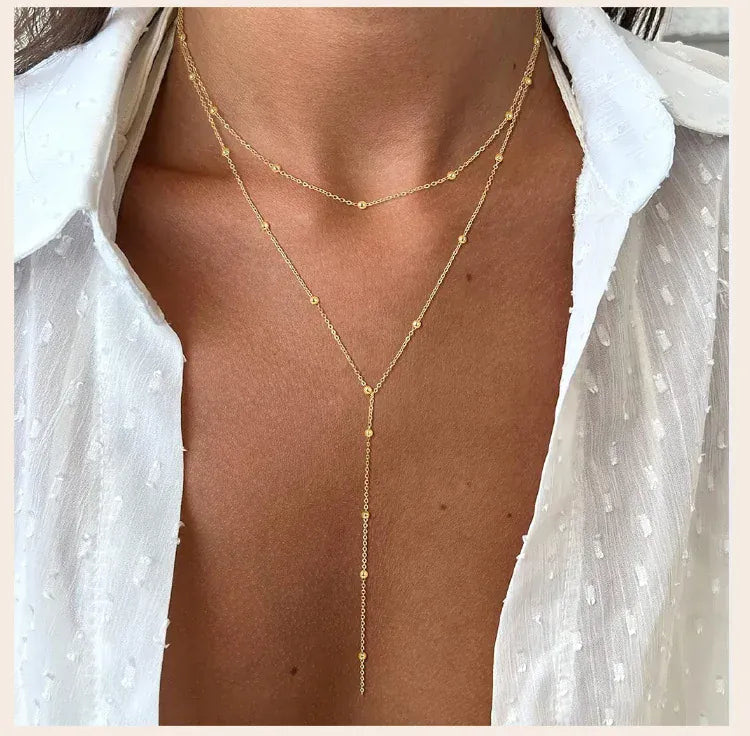 Liekoo Gold Lariat Necklace – Chic, Personalized & Sparkling