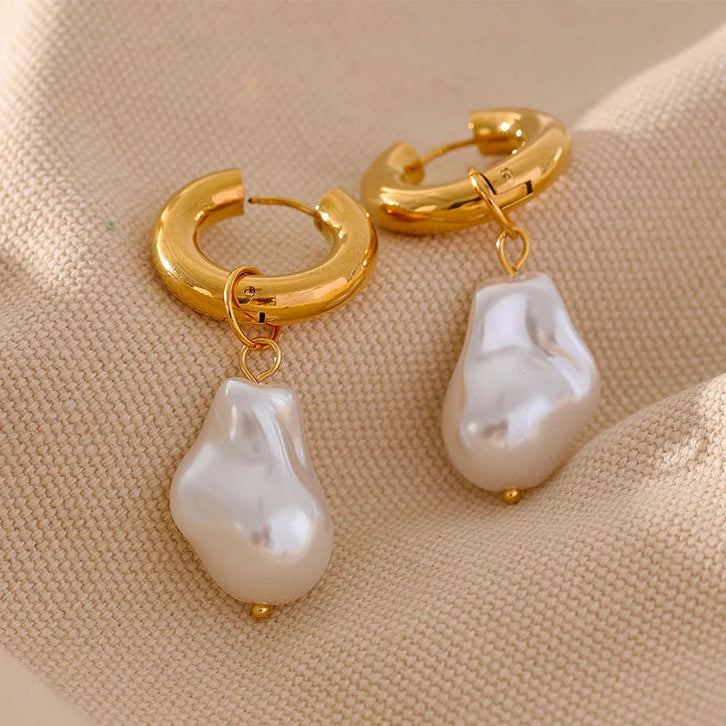 Pendientes de perla barroca colgante