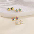 Cute Dripping Oil Star Stud Earrings For Women Girls Gold Color Star Earrings Female Wedding Aesthetic Jewelry Accessories
