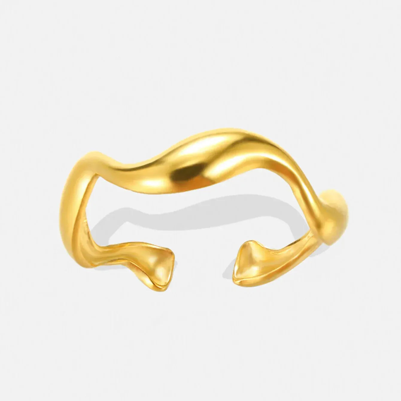 Creative Wave Shape Stainless Steel Rings For Women Men Open Adjustable Gold Color Finger Rings Wedding Female Jewelry Gift 2024