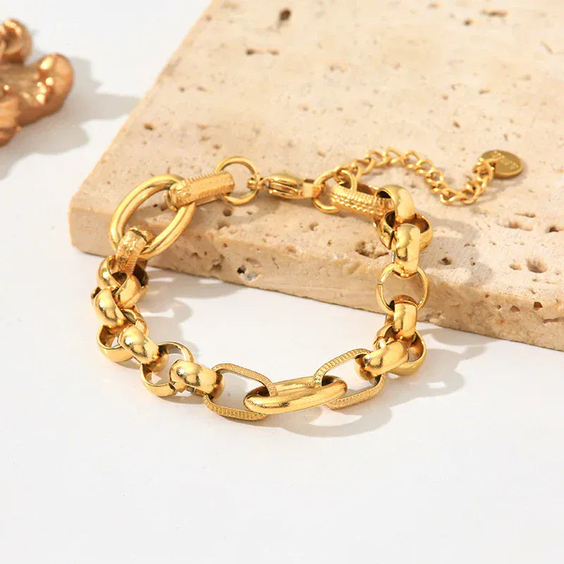 Thick Chain Bracelet Gold Plated Stylish Versatile