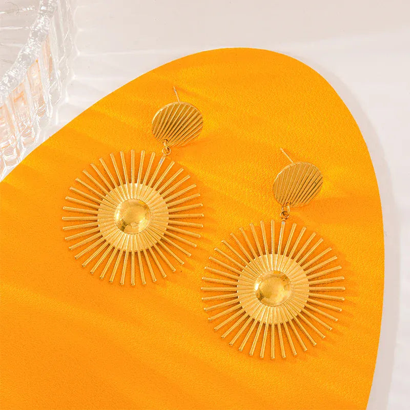 ashion Gold Sunflower Earrings – Stainless Steel Jewelry for Women