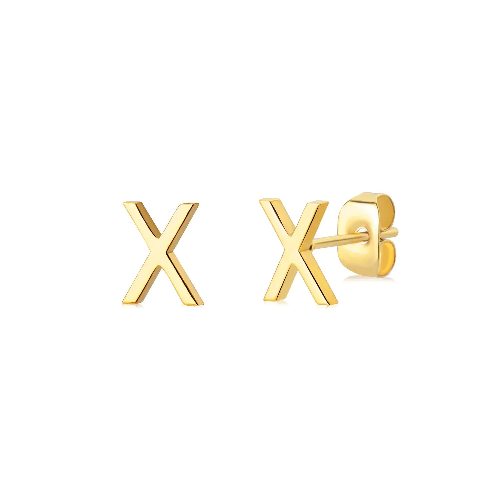 Cute A-Z Initial Letter Earrings for Women Gold Color Stainless Steel Stud Earrings Christmas Piercing Earring Fashion Jewelry