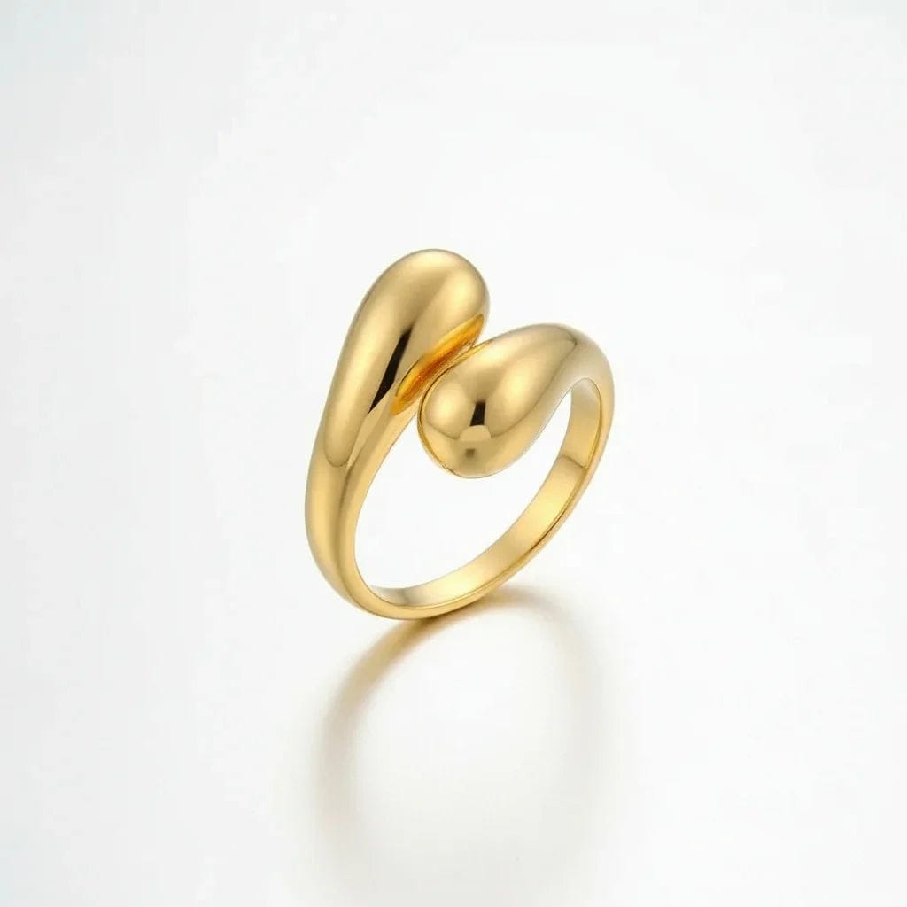Elegant Geometric Gold Plated Couple Rings – Liekoo