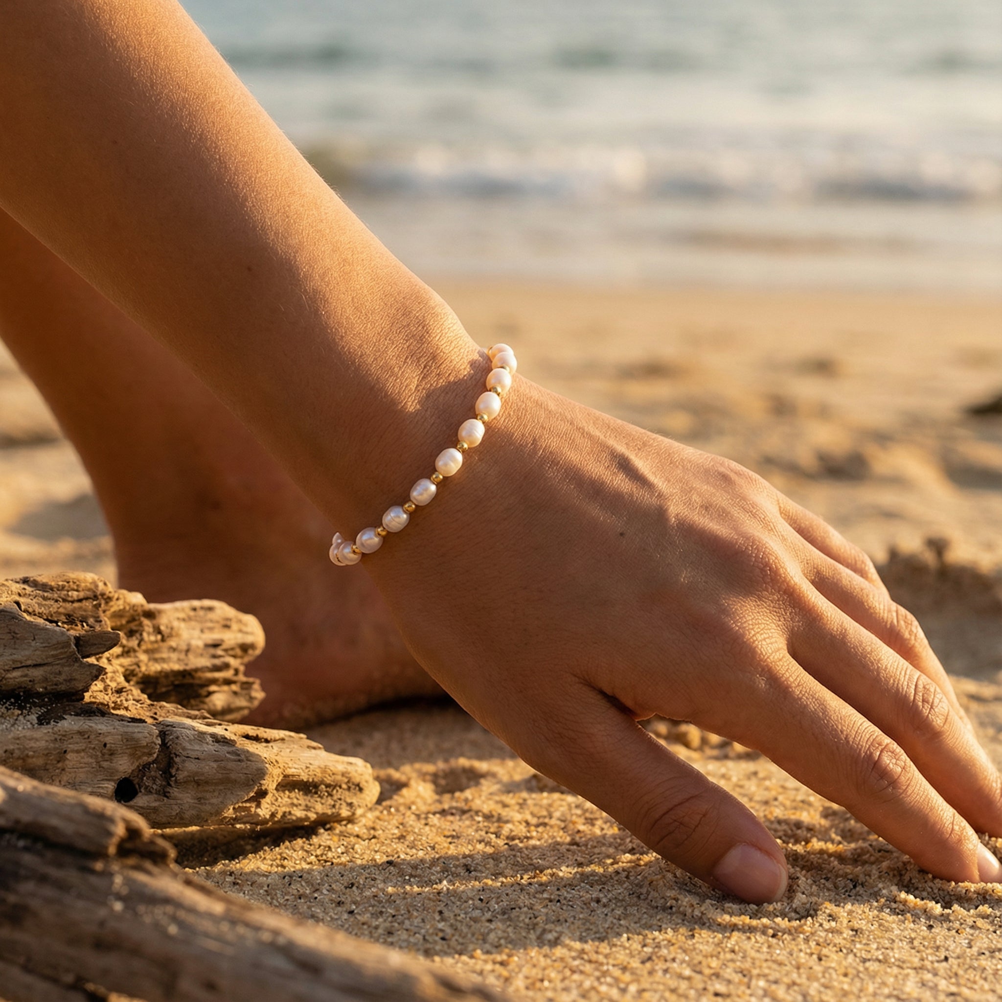 Pulsera de perlas ovaladas