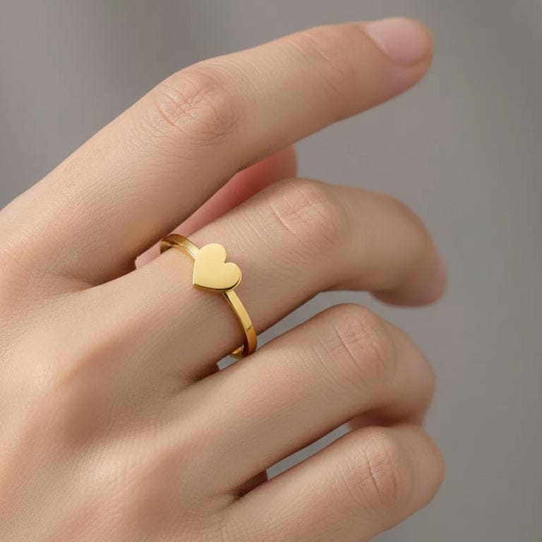 Elegant Gold Heart Adjustable Ring – Gold Plated